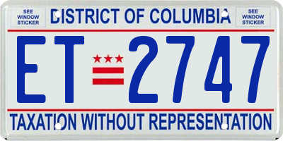 DC license plate ET2747
