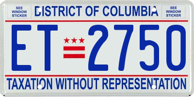 DC license plate ET2750