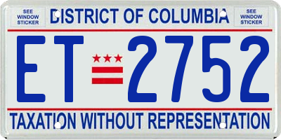 DC license plate ET2752