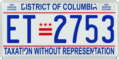 DC license plate ET2753