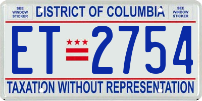 DC license plate ET2754