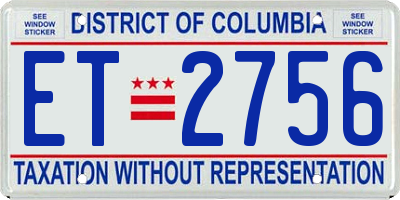 DC license plate ET2756