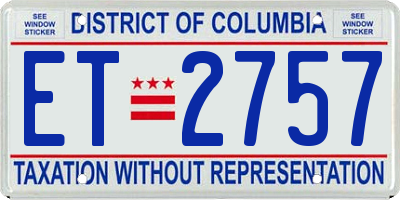 DC license plate ET2757