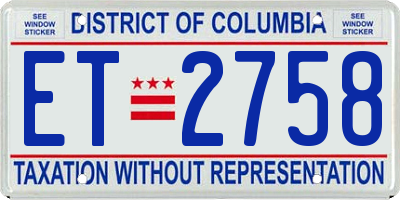 DC license plate ET2758