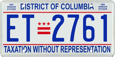 DC license plate ET2761