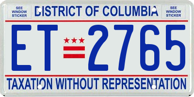 DC license plate ET2765