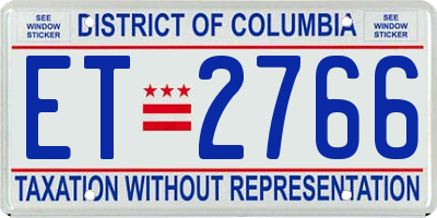 DC license plate ET2766