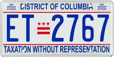 DC license plate ET2767