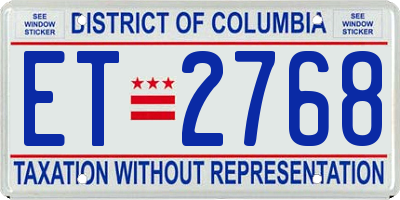 DC license plate ET2768