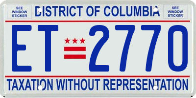 DC license plate ET2770