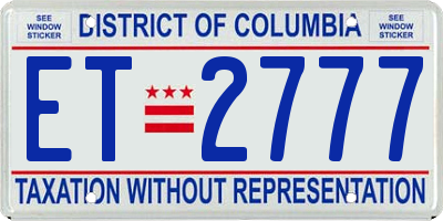 DC license plate ET2777