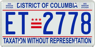 DC license plate ET2778