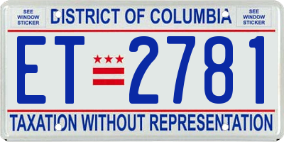 DC license plate ET2781