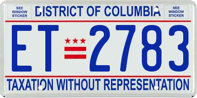 DC license plate ET2783