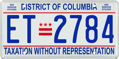 DC license plate ET2784