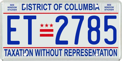 DC license plate ET2785