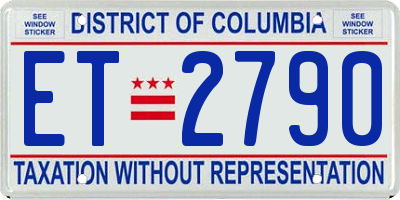 DC license plate ET2790