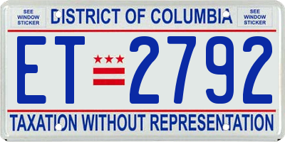 DC license plate ET2792