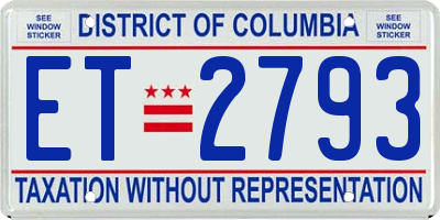 DC license plate ET2793