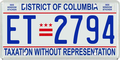 DC license plate ET2794