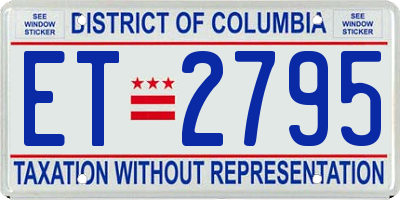 DC license plate ET2795