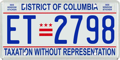 DC license plate ET2798