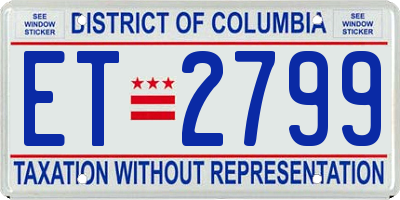 DC license plate ET2799