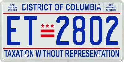 DC license plate ET2802
