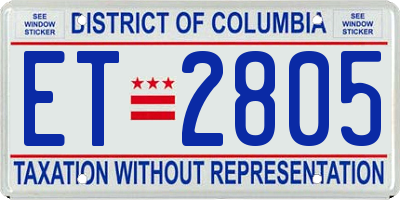 DC license plate ET2805