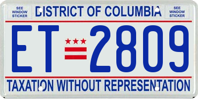 DC license plate ET2809