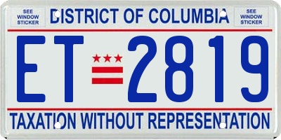DC license plate ET2819