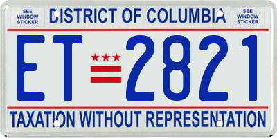 DC license plate ET2821