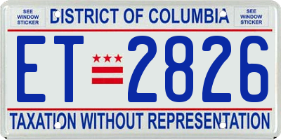 DC license plate ET2826