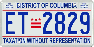 DC license plate ET2829