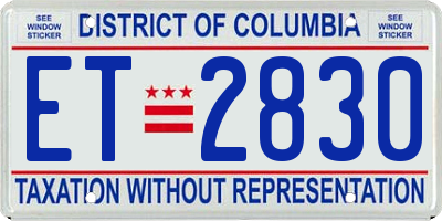 DC license plate ET2830