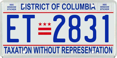 DC license plate ET2831