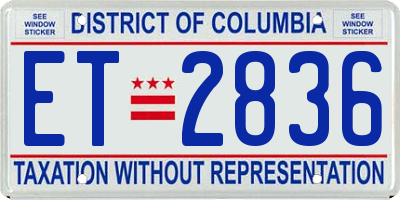DC license plate ET2836