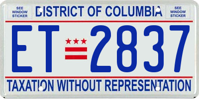 DC license plate ET2837