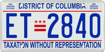 DC license plate ET2840