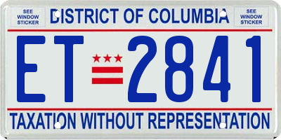 DC license plate ET2841