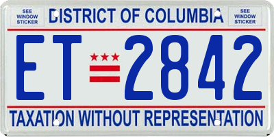 DC license plate ET2842
