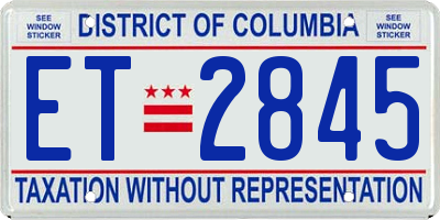 DC license plate ET2845