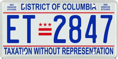 DC license plate ET2847