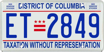 DC license plate ET2849