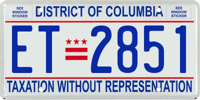 DC license plate ET2851
