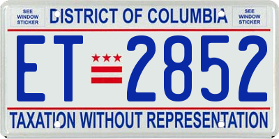 DC license plate ET2852