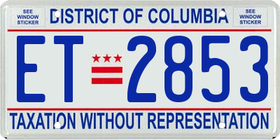 DC license plate ET2853