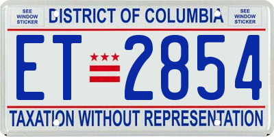 DC license plate ET2854