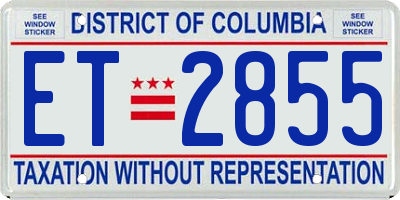 DC license plate ET2855