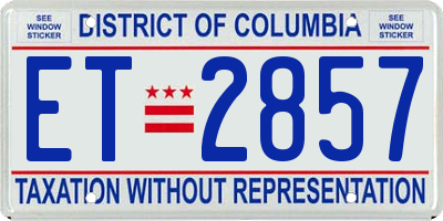 DC license plate ET2857